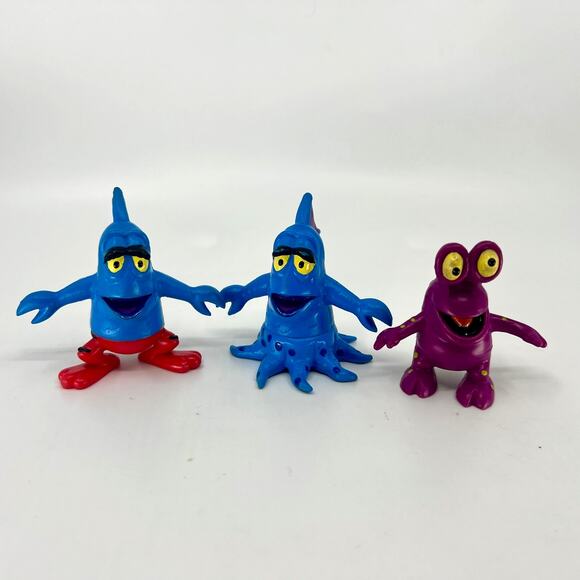 3 Wendy's Alien Mix-Ups Monsters Plastic PVC Applause Figures 1989 Blue Purple - Picture 1 of 3